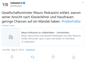 Hinweis des Volksblatts auf eigenen Artikel OI_111 "Mauro Pedrazzini zu «HalbeHalbe»"