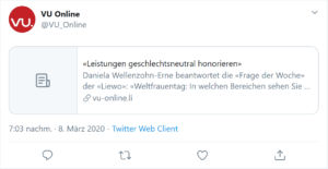 Vizepräsidentin der VU Triesen äussert sich zum Weltfrauentag über Frauenanliegen