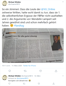 Meinung von Michael Winkler zum Artikel von FBP-Parteipräsident Marcus Vogt