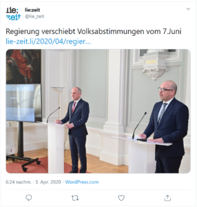 LIE-Zeit teilt mit, dass Volksabstimmung vom 7. Juni verschoben wird