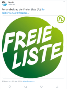 LIE-Zeit verlinkt auf einen Forumsbeitrag von der Freien Liste zum Thema Demokratie in Zeiten von Corona