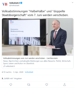 Meldung, dass Volksabstimmung verschoben wird