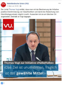 VU erklärt, weshalb Thomas Vogt gegen die Initiative ist