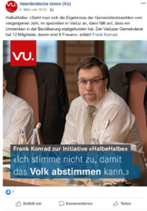 VU erklärt, weshalb Frank Konrad gegen die Initiative ist