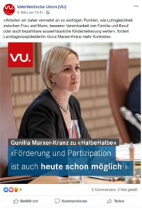 VU erklärt die Haltung von Gunilla Marxer-Kranz zu halbehalbe