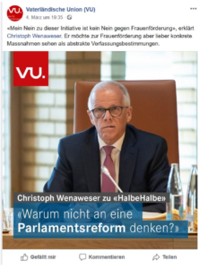 VU erklärt, weshalb Christoph Wenaweser gegen die Initiative ist
