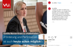 VU erklärt die Haltung von Gunilla Marxer-Kranz zu halbehalbe
