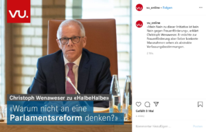 VU erklärt, weshalb Christoph Wenaweser gegen die Initiative ist