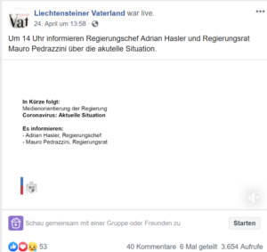Lichtensteiner Vaterland berichtet live von Pressekonferenz am 24.04.20, ab 06:07 wird neues Abstimmungsdatum bekanntgegeben Video: SM_65