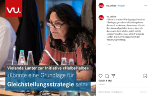 VU erklärt, weshalb Violanda Lanter für die Initiative ist