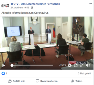 1FLTV berichtet über neue Coronaentwicklungen und in diesem Zug über das neue Datum für die Volksabstimmung (ab 01:50) Video SM_72