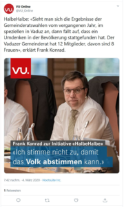 VU erklärt, weshalb Frank Konrad gegen die Initiative ist