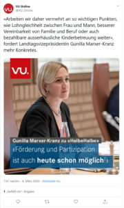 VU erklärt die Haltung von Gunilla Marxer-Kranz zu halbehalbe