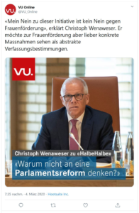 VU erklärt, weshalb Christoph Wenaweser gegen die Initiative ist
