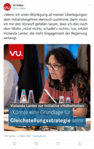 VU erklärt, weshalb Violanda Lanter für die Initiative ist